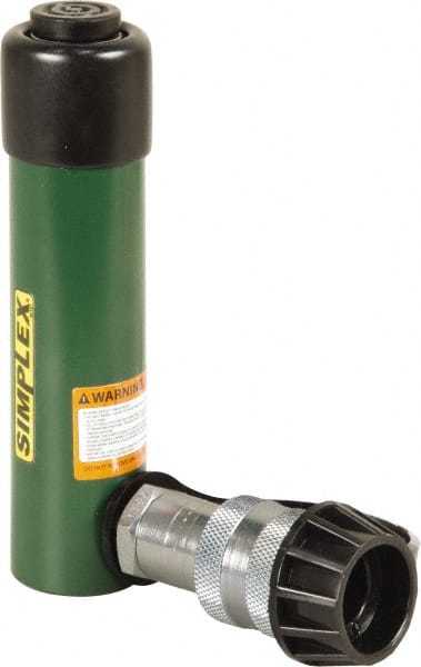 TK Simplex - 3-1/8" Stroke, 5 Ton Portable Hydraulic Single Acting Cylinder - 0.99 Sq In Effective Area, 2.98 Cu In Oil Capacity, 6.52 to 9.65" High, 1" Cyl Bore Diam, 1-1/8" Plunger Diam, 10,000 Max psi - Exact Tooling