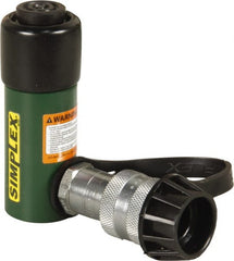 TK Simplex - 1-1/8" Stroke, 5 Ton Portable Hydraulic Single Acting Cylinder - 0.99 Sq In Effective Area, 0.99 Cu In Oil Capacity, 4.37 to 5.5" High, 1" Cyl Bore Diam, 1-1/8" Plunger Diam, 10,000 Max psi - Exact Tooling
