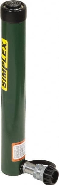 TK Simplex - 14" Stroke, 10 Ton Portable Hydraulic Single Acting Cylinder - 2.24 Sq In Effective Area, 31.31 Cu In Oil Capacity, 17.78 to 31.78" High, 1.5" Cyl Bore Diam, 1.69" Plunger Diam, 10,000 Max psi - Exact Tooling