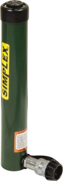 TK Simplex - 12" Stroke, 10 Ton Portable Hydraulic Single Acting Cylinder - 2.24 Sq In Effective Area, 26.84 Cu In Oil Capacity, 15.78 to 27.78" High, 1.5" Cyl Bore Diam, 1.69" Plunger Diam, 10,000 Max psi - Exact Tooling