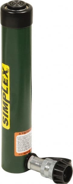 TK Simplex - 10" Stroke, 10 Ton Portable Hydraulic Single Acting Cylinder - 2.24 Sq In Effective Area, 22.65 Cu In Oil Capacity, 13.78 to 23.78" High, 1.5" Cyl Bore Diam, 1.69" Plunger Diam, 10,000 Max psi - Exact Tooling