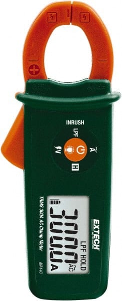 Extech - MA140, CAT III, Digital True RMS Clamp Meter with 0.8" Clamp On Jaws - 300 AC Amps, Measures Current - Exact Tooling