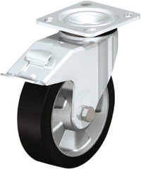 Swivel Top Plate Caster: Rubber, 6-5/16″ Wheel Dia, 2″ Wheel Width, 880 lb Capacity, 7-7/8″ OAH Rubber, 880 Lb Capacity, Ball Bearing, 4 x 4-1/2″ Plate