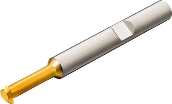 Sandvik Coromant - 16 to 50 TPI, 0.5mm to 1.5mm Pitch, Single Profile Thread Mill - 0.2283" Cut Diam, 3 Flute, 0.1378" Neck Diam, 0.5906" Neck Length, 2.2835" OAL, TiAlN+TiN Finish - Exact Tooling
