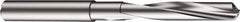 Sandvik Coromant - 9mm 130° Spiral Flute Solid Carbide Screw Machine Drill Bit - Uncoated, Right Hand Cut, 1.8504" Flute Length, 3.5039" OAL, Split Point, Straight Shank, Through Coolant - Exact Tooling