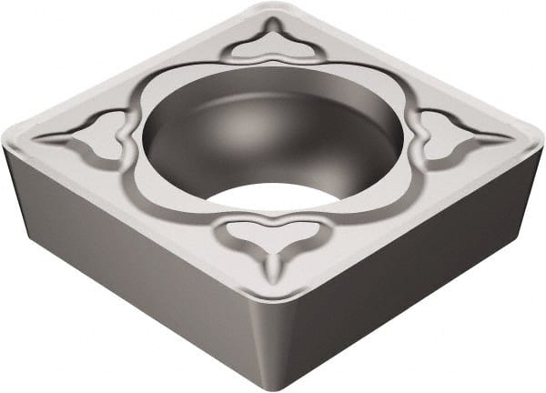 Sandvik Coromant - SCMT32.52 KM Grade H13A Carbide Turning Insert - Uncoated, 90° Square, 3/8" Inscr Circle, 5/32" Thick, 1/32" Corner Radius - Exact Tooling