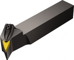 Sandvik Coromant - DVPN, Left Hand Cut, -27.50° Lead Angle, 25mm Shank Height x 25mm Shank Width, Negative Rake Indexable Turning Toolholder - 150mm OAL, VNMG 16 04 08 Insert Compatibility, Series T-Max P - Exact Tooling