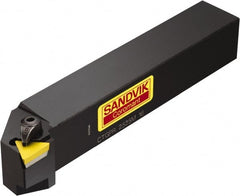 Sandvik Coromant - CTGPR/L, Left Hand Cut, -1° Lead Angle, 20mm Shank Height x 20mm Shank Width, Positive Rake Indexable Turning Toolholder - 125mm OAL, TPUN 16 03 08, TPU 322 Insert Compatibility, Series T-Max S - Exact Tooling