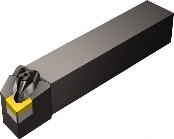 Sandvik Coromant - DCGN, Left Hand Cut, -1° Lead Angle, 1" Shank Height x 1" Shank Width, Negative Rake Indexable Turning Toolholder - 6" OAL, CNMG 12 04 08 Insert Compatibility, Series T-Max P - Exact Tooling