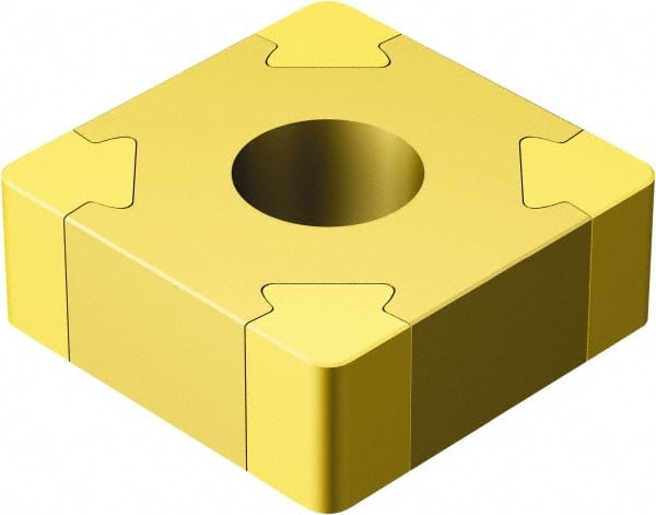 Sandvik Coromant - SNGA433 Grade 7015 CBN Turning Insert - TiN Finish, 90° Square, 1/2" Inscr Circle, 3/16" Thick, 3/64" Corner Radius - Exact Tooling