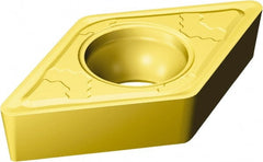 Sandvik Coromant - DCMT32.51 MMC Grade 2025 Carbide Turning Insert - TiCN/Al2O3/TiN Finish, 55° Diamond, 3/8" Inscr Circle, 5/32" Thick, 1/64" Corner Radius - Exact Tooling