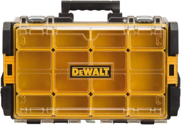 DeWALT - 12 Compartment Tool Organizer - 13-1/8" Wide x 4-1/2" Deep x 21-5/8" High, Polycarbonate, Black - Exact Tooling