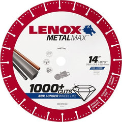 Lenox - 14" 25/30 Grit Diamond Cutoff Wheel - 0.15" Thick, 1" Arbor, 5,300 Max RPM, Use with Gas Powered Saws - Exact Tooling