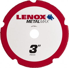Lenox - 3" 40/50 Grit Diamond Cutoff Wheel - 0.05" Thick, 3/8" Arbor, 20,300 Max RPM, Use with Die Grinders - Exact Tooling