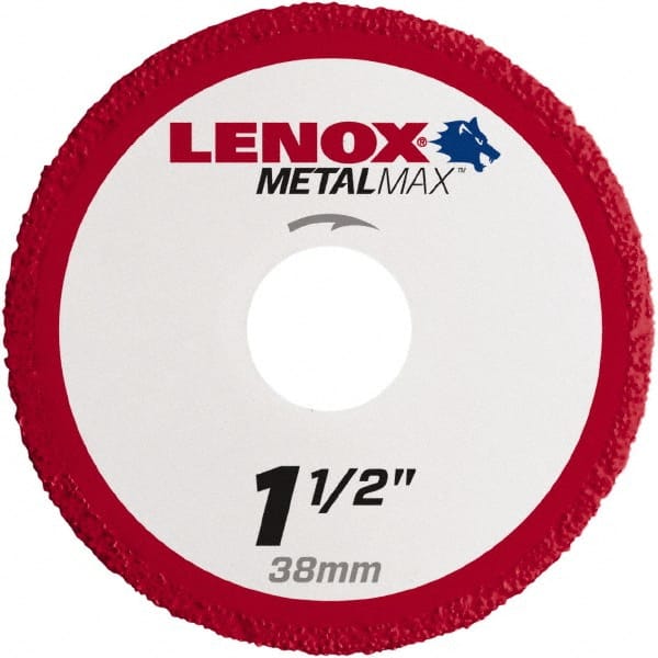 Lenox - 1-1/2" 40/50 Grit Diamond Cutoff Wheel - 0.05" Thick, 3/8" Arbor, 40,200 Max RPM, Use with Die Grinders - Exact Tooling