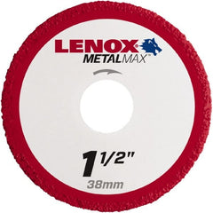 Lenox - 1-1/2" 40/50 Grit Diamond Cutoff Wheel - 0.05" Thick, 3/8" Arbor, 40,200 Max RPM, Use with Die Grinders - Exact Tooling