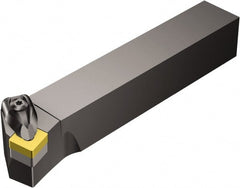 Sandvik Coromant - DSKNR/L, Right Hand Cut, 15° Lead Angle, 25mm Shank Height x 25mm Shank Width, Negative Rake Indexable Turning Toolholder - 153.05mm OAL, SNMG 12 04 08, SNMG 432 Insert Compatibility, Series T-Max P - Exact Tooling