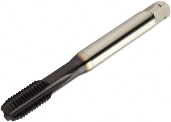 Sandvik Coromant - M8x1.25 Metric 6HX 4 Flute TiAlN Finish High Speed Steel Straight Flute Machine Tap - Right Hand Thread, 91.7mm OAL, 18.1mm Thread Length - Exact Tooling