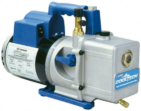 OTC - 6 CFM Automotive Vacuum Pump - 20 µ, 15 oz Oil Capacity, 2 Stages, 1/2 hp, 115 Volt - Exact Tooling