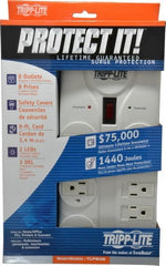 Tripp-Lite - 8 Outlets, 120 Volts, 15 Amps, 8' Cord, Power Outlet Strip - Free Hanging, Keyhole Mount, 5-15P NEMA Configuration, 9.55" Strip, UL1449 3rd Edition - Exact Tooling
