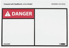NMC - Accident Prevention Label, Header: DANGER - Legend: DANGER, English, Red, Black & White, 5" Long x 3" High, Sign Muscle Finish - Exact Tooling