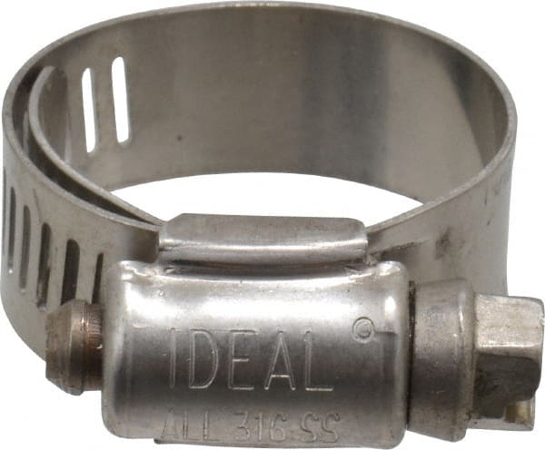 IDEAL TRIDON - SAE Size 10, 11/16 to 1-1/8" Diam, Stainless Steel Lined Worm Drive Clamp - Material Grade 316 - Exact Tooling