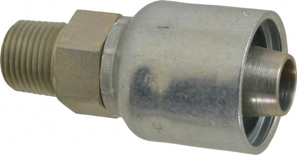 Parker - 1/2-14 Male NPTF Steel Hydraulic Hose Male Rigid Fitting - 7,500 psi, -12 Hose Size, 3/4" Hose Diam, Series 43 - Exact Tooling