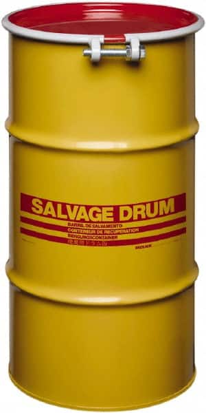 Made in USA - 16 Gallon Cylindrical Carbon Steel Open Head Drum - 27" High x 14" Diam - Exact Tooling