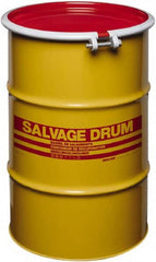 Made in USA - 30 Gallon Cylindrical Carbon Steel Open Head Drum - 27-1/2" High x 18-1/4" Diam - Exact Tooling