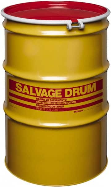 Made in USA - 85 Gallon Cylindrical Carbon Steel Open Head Drum - 37" High x 26" Diam - Exact Tooling