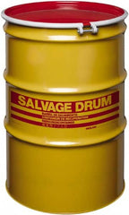 Made in USA - 85 Gallon Cylindrical Carbon Steel Open Head Drum - 37" High x 26" Diam - Exact Tooling