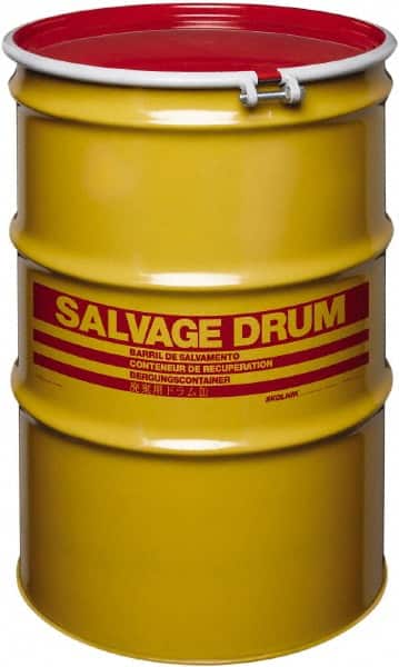 Made in USA - 85 Gallon Cylindrical Carbon Steel Open Head Drum - 37" High x 26" Diam - Exact Tooling