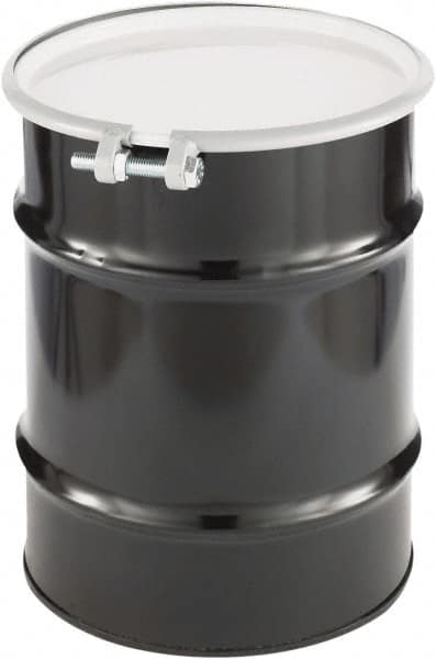 Made in USA - 10 Gallon Cylindrical Carbon Steel Open Head Drum - 17" High x 14" Diam - Exact Tooling