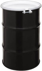 Made in USA - 30 Gallon Cylindrical Carbon Steel Open Head Drum - 27-1/2" High x 18-1/4" Diam - Exact Tooling