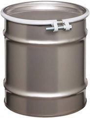 Made in USA - 10 Gallon Cylindrical Stainless Steel Open Head Drum - 17" High x 14" Diam - Exact Tooling
