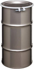 Made in USA - 16 Gallon Cylindrical Stainless Steel Open Head Drum - 27" High x 14" Diam - Exact Tooling