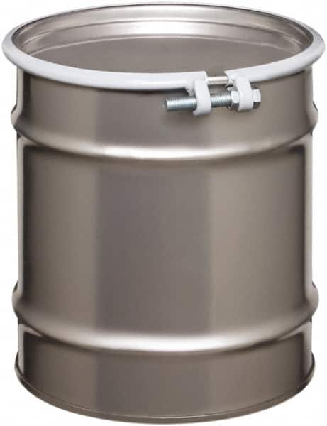 Made in USA - 20 Gallon Cylindrical Stainless Steel Open Head Drum - 19-1/4" High x 18-1/4" Diam - Exact Tooling