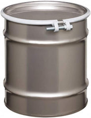 Made in USA - 20 Gallon Cylindrical Stainless Steel Open Head Drum - 19-1/4" High x 18-1/4" Diam - Exact Tooling