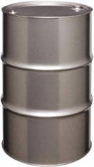 Made in USA - 55 Gallon Cylindrical Stainless Steel Tight Head Drum - 33" High x 22-1/2" Diam - Exact Tooling