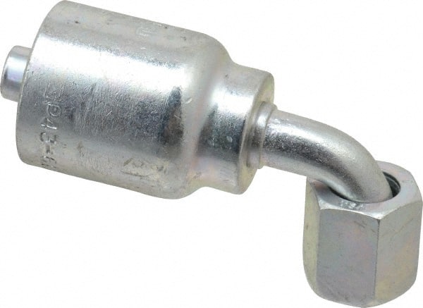 Parker - 9/16-18 Female JIC Steel Hydraulic Hose Female JIC Swivel & 90° Elbow & Short Drop - -6 Hose Size, 3/8" Hose Diam, Series 43 - Exact Tooling