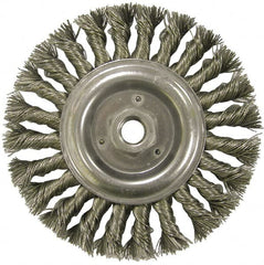 Weiler - 6" OD, 5/8-11 Arbor Hole, Knotted Steel Wheel Brush - 1/2" Face Width, 1-3/8" Trim Length, 0.023" Filament Diam, 9,000 RPM - Exact Tooling