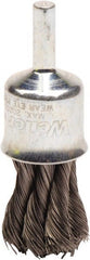 Weiler - 3/4" Brush Diam, Knotted, End Brush - 1/4" Diam Shank, 20,000 Max RPM - Exact Tooling
