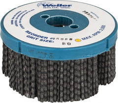 Weiler - 4" 80 Grit Silicon Carbide Disc Brush - Medium Grade, Plain Hole Connector, 1-1/2" Trim Length, 7/8" Arbor Hole - Exact Tooling