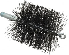 Schaefer Brush - 4-1/2" Brush Length, 4" Diam, Double Stem, Double Spiral Tube Brush - 7-1/2" Long, Tempered Steel Wire, 1/4" NPT Male Connection - Exact Tooling