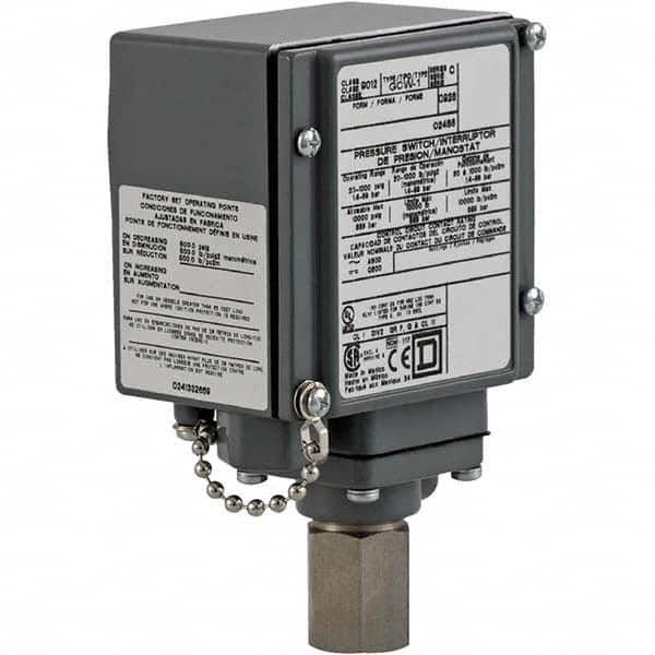 Square D - 4, 13 and 4X NEMA Rated, SPDT, 90 to 2,900 psi, Electromechanical Pressure and Level Switch - Exact Tooling