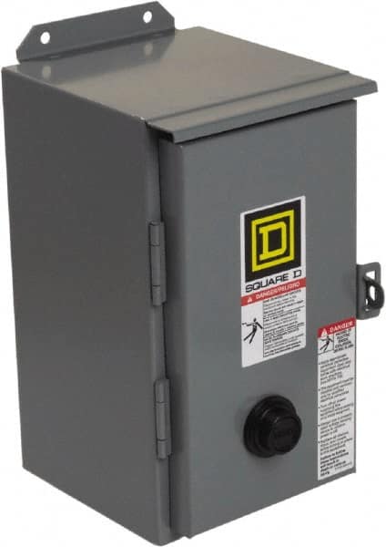 Square D - 110 Coil VAC at 50 Hz, 120 Coil VAC at 60 Hz, 27 Amp, NEMA Size 1, Nonreversible Enclosed Enclosure NEMA Motor Starter - 2 hp at 1 Phase, 12 Enclosure Rating - Exact Tooling