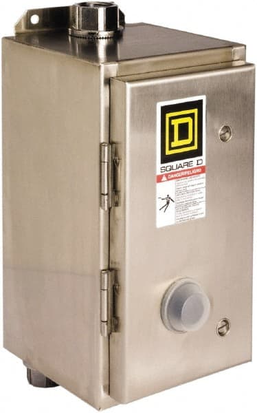 Square D - 110 Coil VAC at 50 Hz, 120 Coil VAC at 60 Hz, 18 Amp, Nonreversible Enclosed Enclosure NEMA Motor Starter - 1 Phase hp: 1 at 115 VAC, 2 at 230 VAC, 4x Enclosure Rating - Exact Tooling