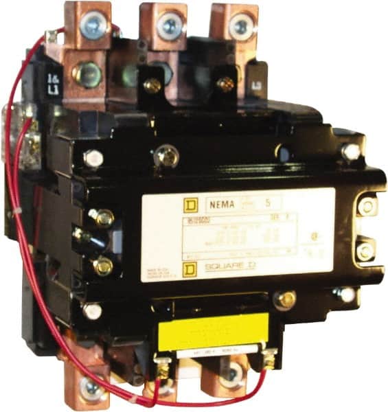 Square D - 3 Pole, 110 Coil VAC at 50 Hz and 120 Coil VAC at 60 Hz, 270 Amp NEMA Contactor - Open Enclosure, 50 Hz at 110 VAC and 60 Hz at 120 VAC - Exact Tooling