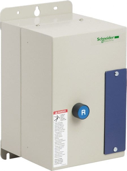 Schneider Electric - 3 Pole, 12 Amp, 120 Coil VAC, Nonreversible Enclosed IEC Motor Starter - 1 Phase Hp: 0.5 at 120 VAC, 2 at 240 VAC, 3 Phase Hp: 10 at 575 VAC, 3 at 208 VAC, 3 at 230 VAC, 7.5 at 460 VAC - Exact Tooling