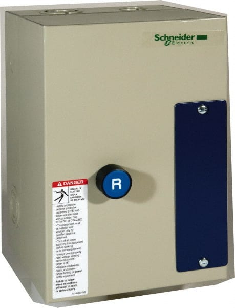 Schneider Electric - 9 Amp, 600 Coil VAC, Nonreversible Enclosed IEC Motor Starter - 1 Phase Hp: 0.3 at 120 VAC, 1 at 240 VAC, 3 Phase Hp: 2 at 208 VAC, 2 at 230 VAC, 5 at 460 VAC, 7.5 at 575 VAC - Exact Tooling